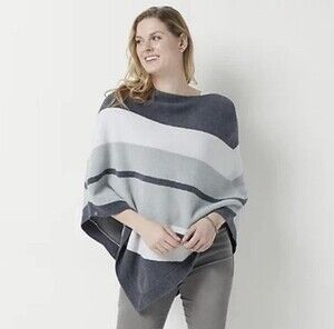 Barefoot Dreams Womens Sweater Ultra Lite Poncho Ladies Soft Summer Striped NWT